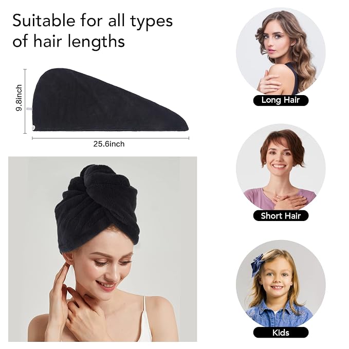 SINLAND Microfiber Hair Drying Cap Hair Towel Turban Twist - Image 4