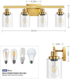 Bathroom Vanity Light, 4-Light Modern Matte Gold Wall Sconce Lighting - Image 4