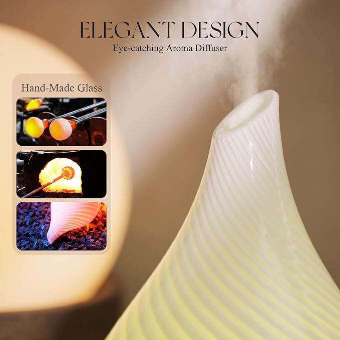 Porseme 150ml Essential Oil Diffuser Glass Color Changing Aroma Air Diffusers - Image 5
