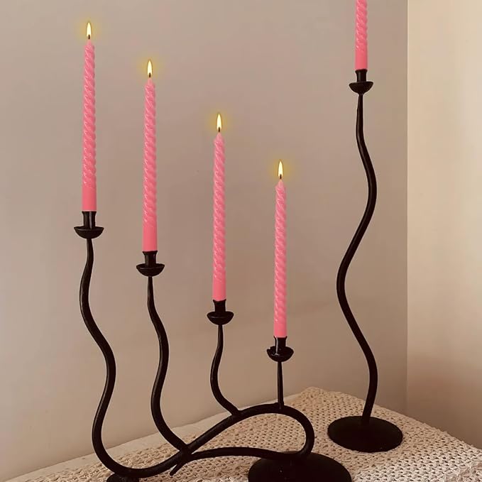 WPONSZU 10 Inch Pink Spiral Taper Candle Set of 12 Pack Unscented Dripless - Image 4