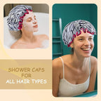 Vintage Zebra Print Shower Cap for Women Reusable Waterproof Large Adjustable - Image 3