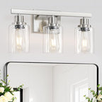 3-Light Bathroom Light Fixtures, Nickel Bathroom Vanity Light - Image 8
