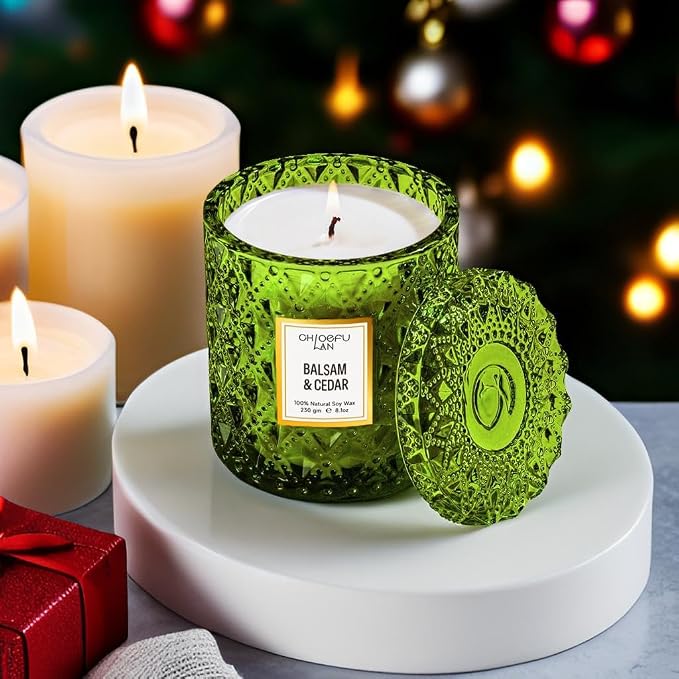 Chloefu LAN Balsam & Cedar Scented Candle Christmas Candles Gift, Christmas - Image 3
