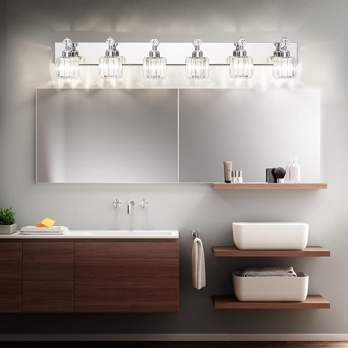 PRESDE Crystal 6 Light Bathroom Vanity Lights Chrom Bathroom Lights Fixtures - Image 3