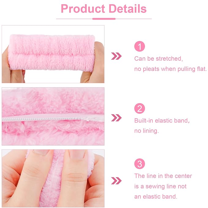 Chanaco Spa Wristband and Pink Puffy Sponge Makeup Headband Set - Image 7