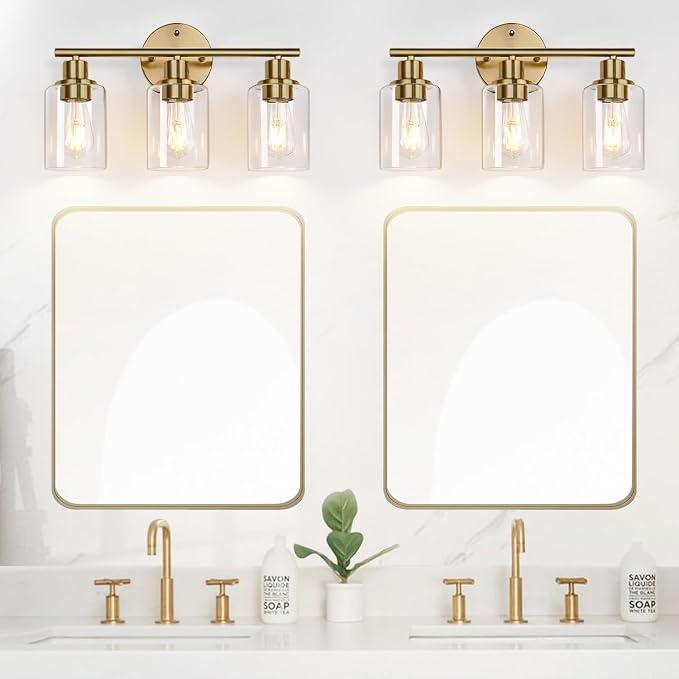 3-Light Gold Bathroom Light Fixtures, Modern Bathroom Vanity Light - Image 6