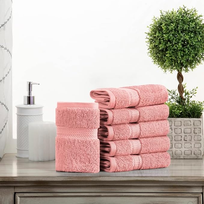 Superior Egyptian Cotton Pile Face Towel/Washcloth Set of 6, Ultra Soft Luxury - Image 2