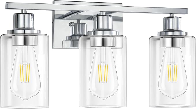3 Light Vanity Light Fixtures, Polished Chrome Bathroom Wall Sconces, Modern - Image 6