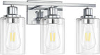 3 Light Vanity Light Fixtures, Polished Chrome Bathroom Wall Sconces, Modern - Image 6