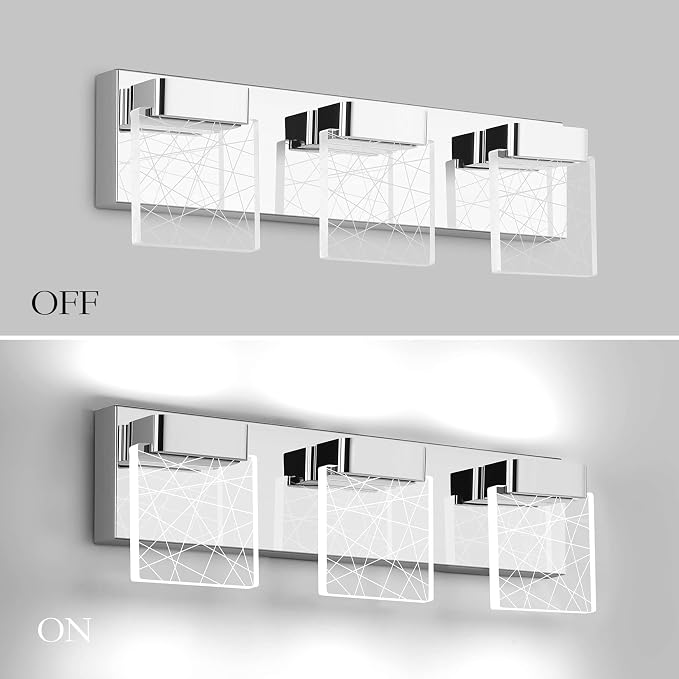 Aipsun Modern Bathroom Vanity Light 3 Light Stainless Steel Chrome Vanity - Image 3