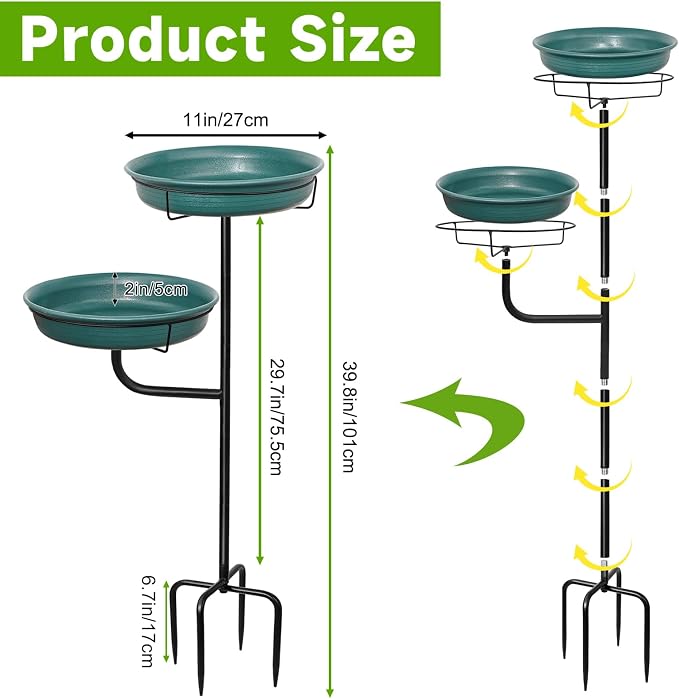 Freestanding Birdbaths Bowl Outdoor, Free Standing Garden Bird Bath Bird Feeder - Image 2
