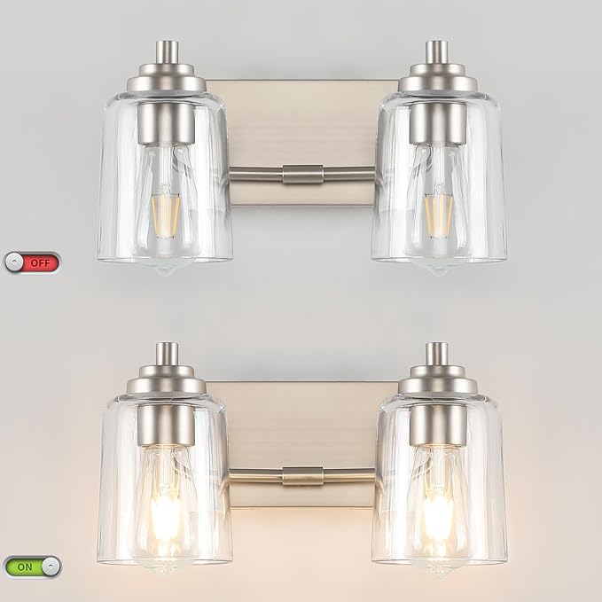 SOLFART Brushed Nickel Vanity Light 2 Light Bathroom Vanity Light Bathroom - Image 6