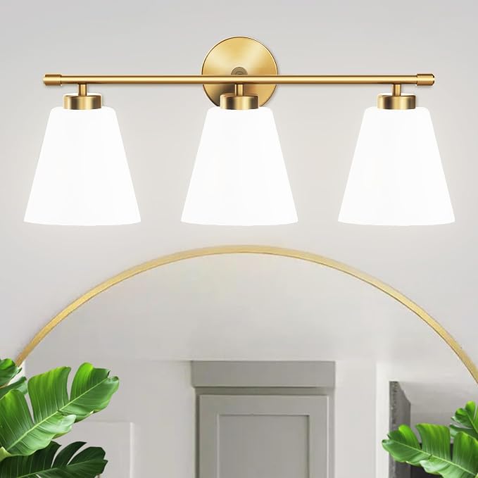 Hamilyeah Gold Bathroom Vanity Light Fixtures Over Mirror, 3 Light Vanity Lights - Image 8