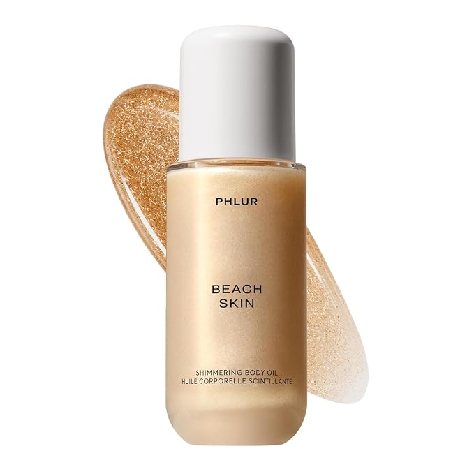 PHLUR Beach Skin Shimmering Body Oil, 4 Fl Oz – Coconut, Vanilla & Sandalwood by PHLUR