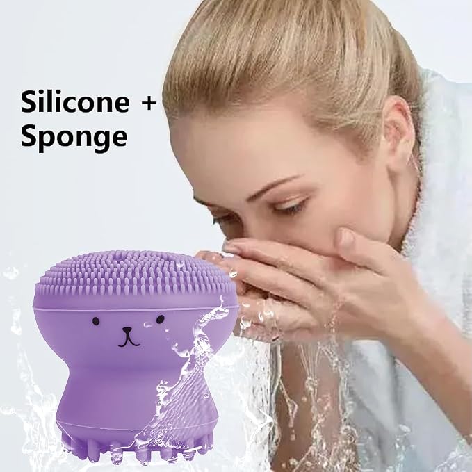 Facial Cleansing Brush Jellyfish Exfoliating Face Brush Handheld Massaging Cute - Image 4