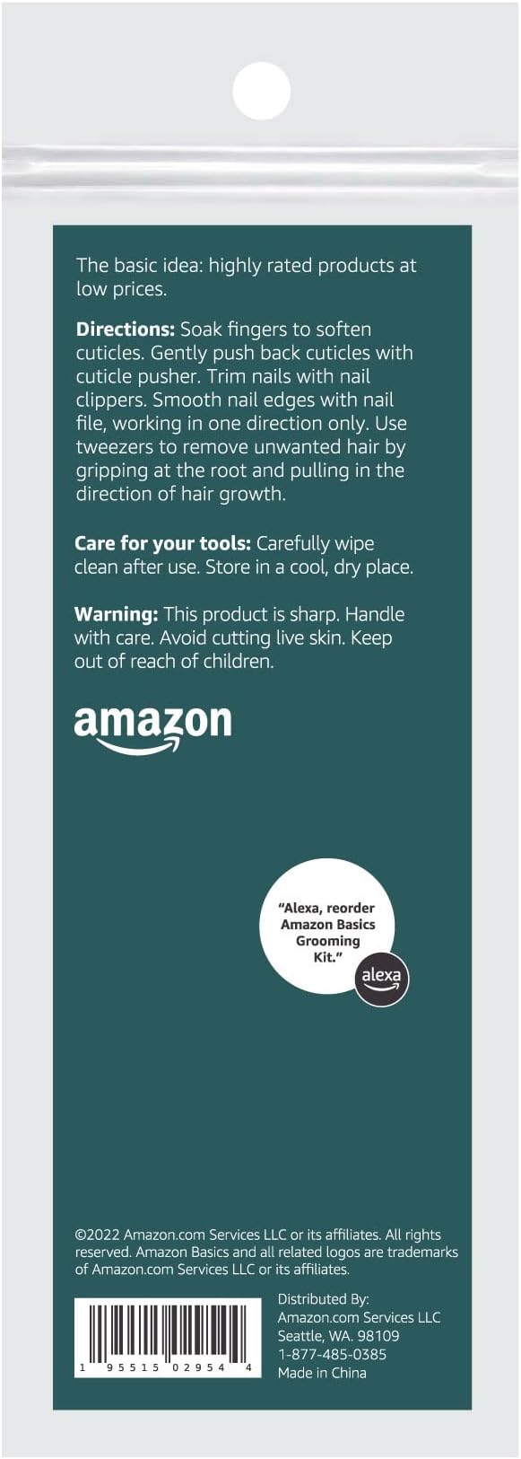 Amazon Basics 5-Piece Nail Care Grooming Kit, Manicure Pedicure Set - Image 2
