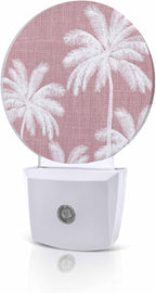 Night Lights Auto Sensor Tropical Palm Trees Night Light Pink Linen Coastal by Home+L6