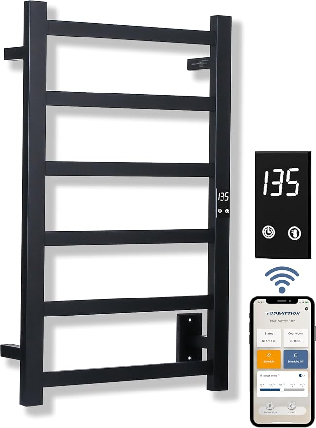 Topdattion Smart Wireless Electric Towel Warmer | Blade Thin 6 Bar Design | by Topdattion