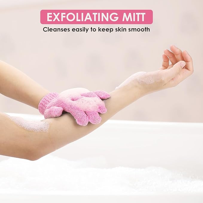 Sibba 2Pcs Exfoliating Wash Gloves Dual Texture Bath Gloves - Image 3