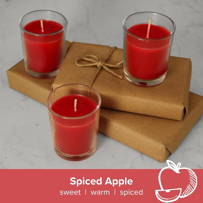 Simply Soson Apple Spiced Fall Scented Votive Candles, Bulk Set of 24 Red - Image 4