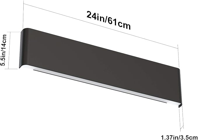 Aipsun 20W/24in Rectangular LED Black Modern Wall Sconce Horizontal Up and Down - Image 6