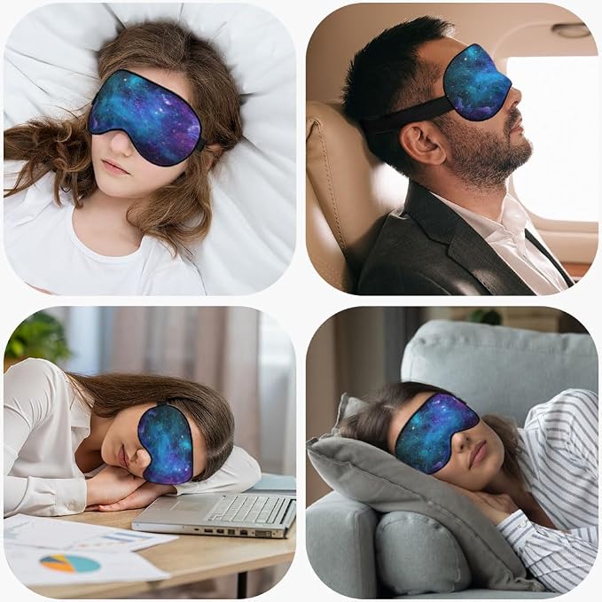 Galaxy Stars Silk Eye Mask Sleep Mask Abstract Space Blue Purple Nebula Starry - Image 5