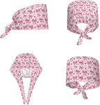 Scrub Cap for Women and Men Boho Black Leaf Pattern Adjustable Breathable - Image 2
