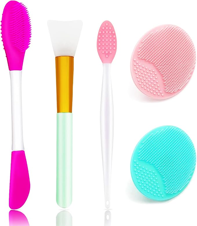 5PCS Silicone Scrubber Set, Lip Scrub Brush, Silicone Face Cleansing Brush by Namgznso
