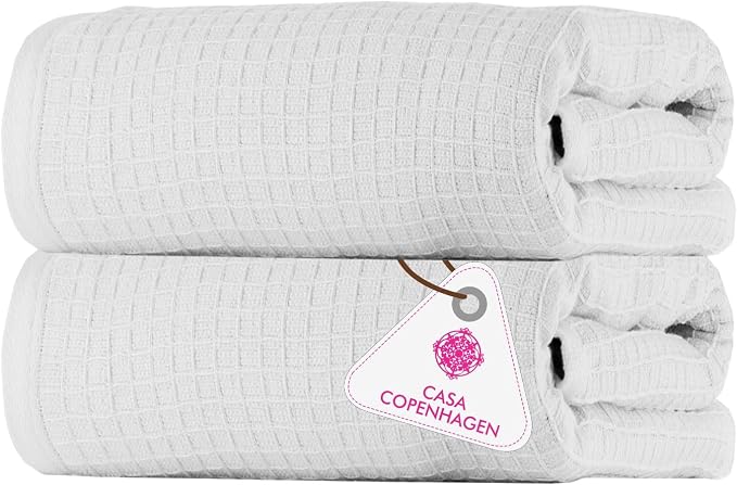 CASA COPENHAGEN Waffle 2Pcs 100% Egyptian Cotton Large Designer Bathsheet by CASACOPENHAGEN