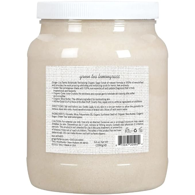 Ginger Lily Farms Botanicals Revitalizing Organic Sugar Scrub, All-Natural Skin - Image 2