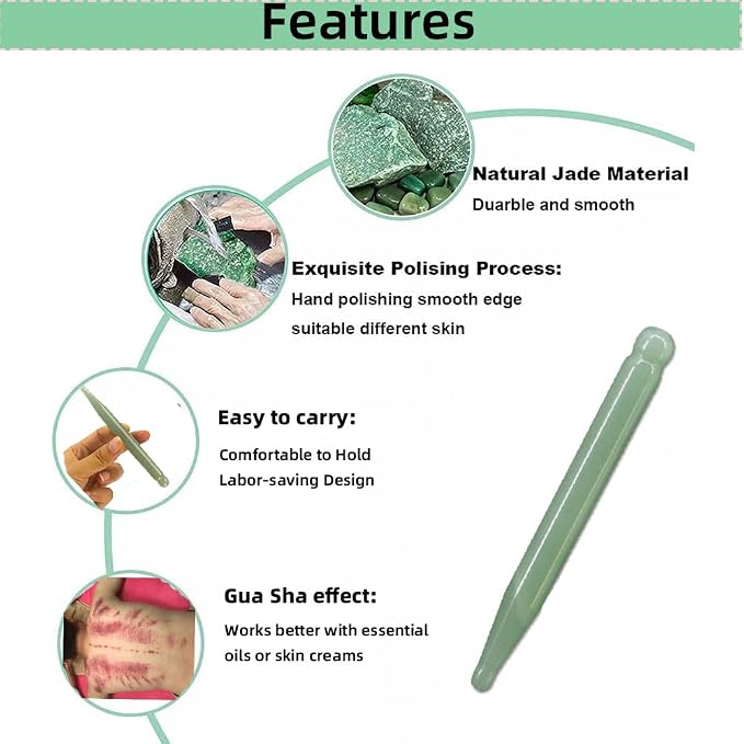 Jade Acupuncture Pen Deep Tissue Gua Sha Massage Tools Natural Facial Tool - Image 3