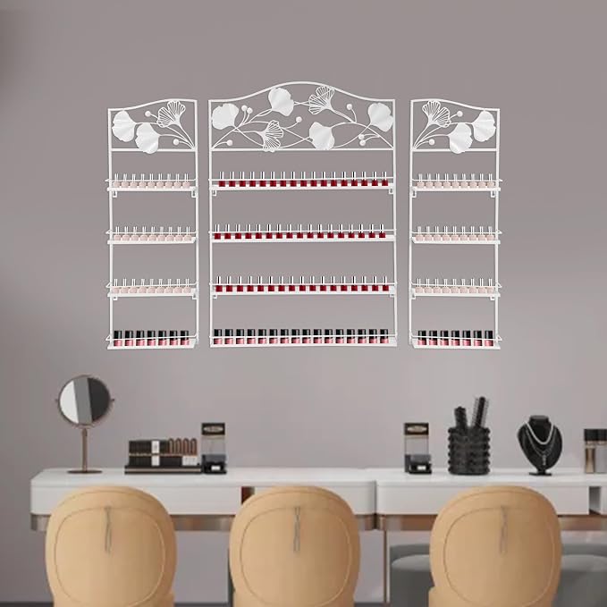 4 Tier Wall-Mounted Nail Polish Storage Racks 3PCS Metal Nail Polish Organizer - Image 6