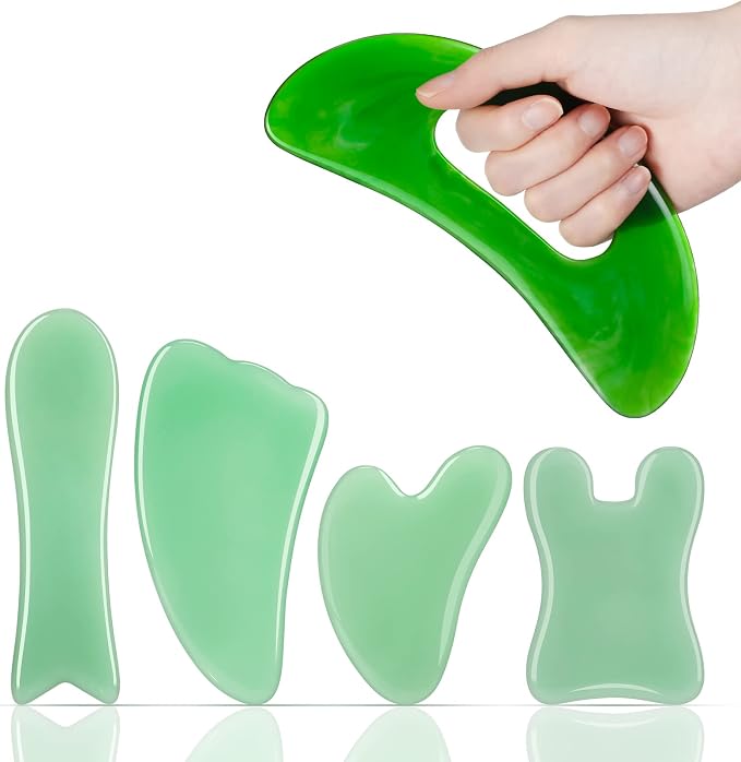 Treela 5 Pcs Gua Sha Facial Tools Set and 1 Pcs Body Gua Sha Massage Tool by Treela