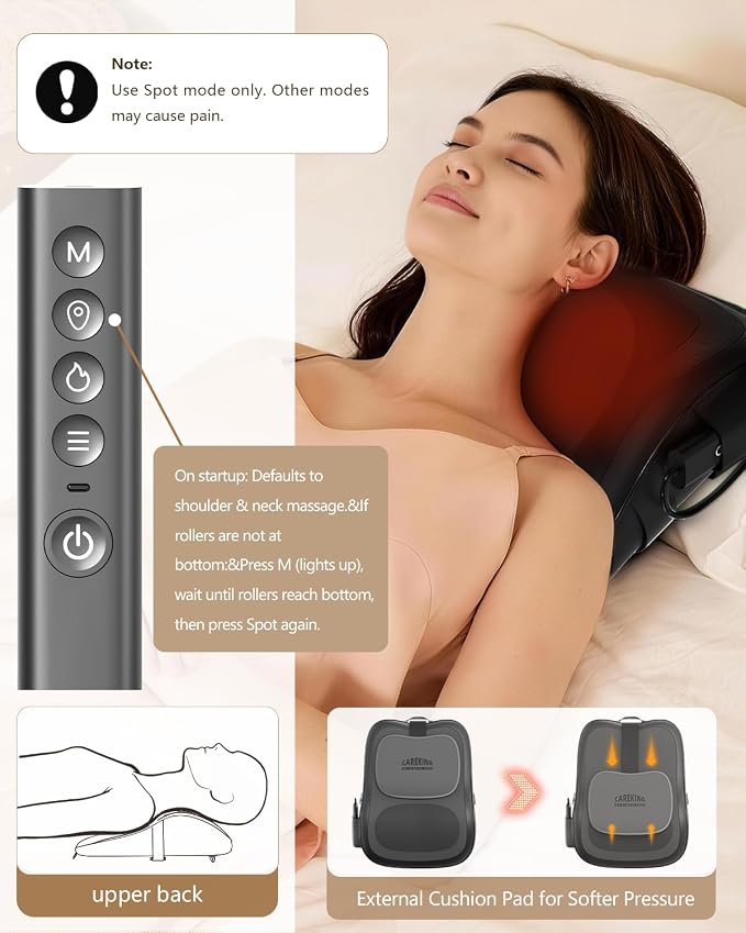Back Massager with Heat, 3D Massage Pillow - Image 4