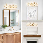 Brushed Gold Bathroom Vanity Light Fixture Vintage Style - Image 3