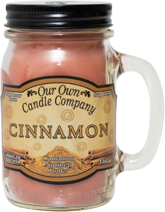 Our Own Candle Company, Cinnamon Scented Mason Jar Candle, 100 Hour Burn Time by OurOwnCandleCompanycandles
