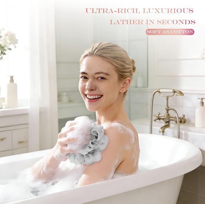 2-Pack Loofah Washcloth Combo 2-in-1, Exfoliating Soap Saver Pouch - Image 4
