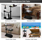 3 Layer Bathtub Tray Table, Bamboo Swivel Bathtub Side Table Height Adjustable - Image 7