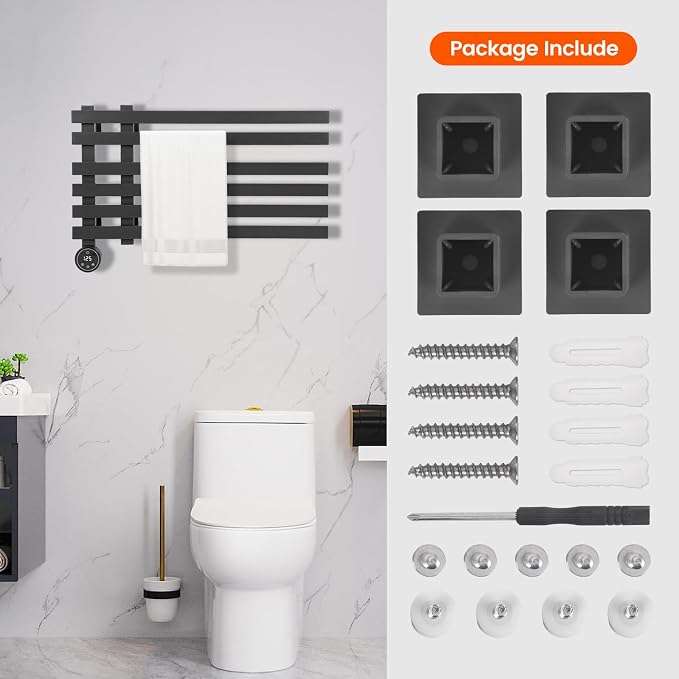 Towel Warmer Rack, 6 Bars Electric Wall Mounted Heated Towel Rack - Image 6