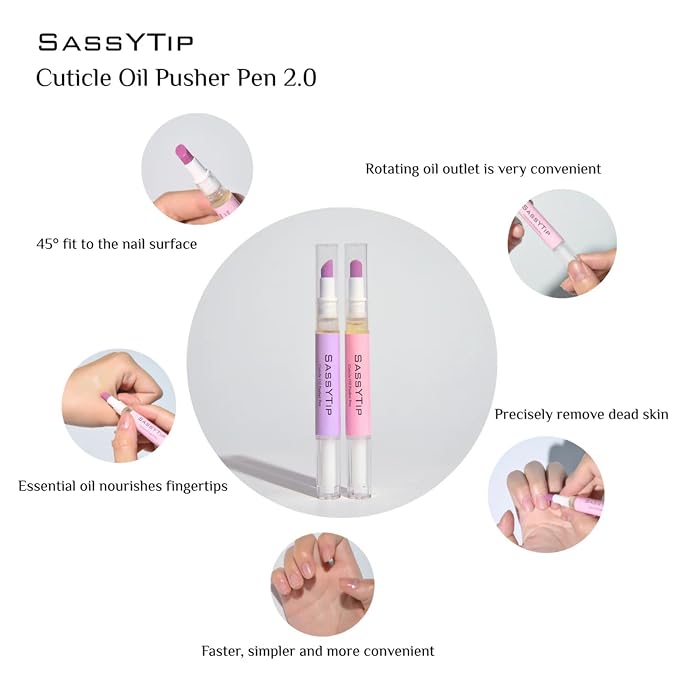 Ceramic Cuticle Pusher & Oil Pen, 2ml Rose/Lavender/Fragrance Free Scented Nail - Image 3