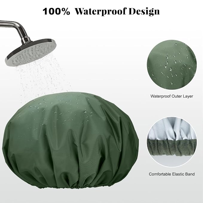 3 Pack Waterproof Reusable Shower Cap - Image 2