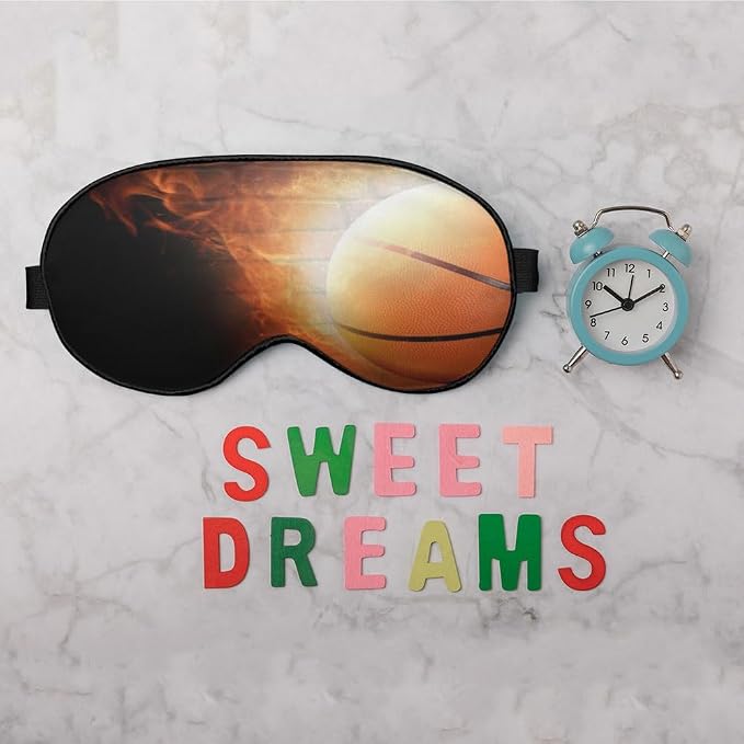 Fire Basketball Sleep Eye Mask Wall Funny Basketball Sports Silk Eye Mask - Image 6