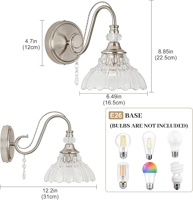 1 Piece Brushed Nickel Finish Wall Sconce, 1-Light Modern Wall Sconce - Image 6