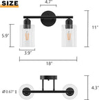 Espird Bathroom Vanity Light Black 2 Light Rustic Bathroom Vanity Lights Over - Image 5