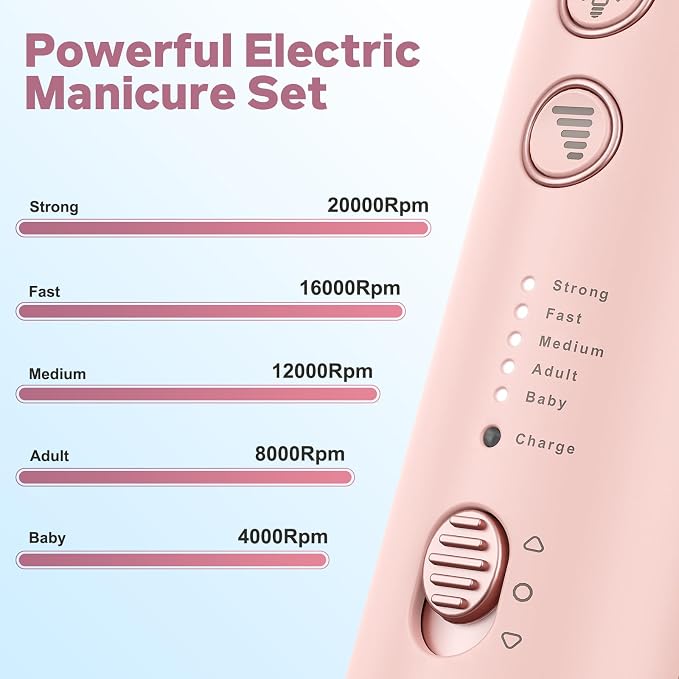 AOMEES Electric Nail File Set, Rechargeable Professional Manicure Pedicure Kit - Image 5
