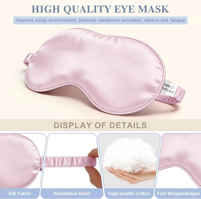 Silk Sleep Mask, Eye Mask for Sleep Women Men, Mulberry Sleeping Mask - Image 4