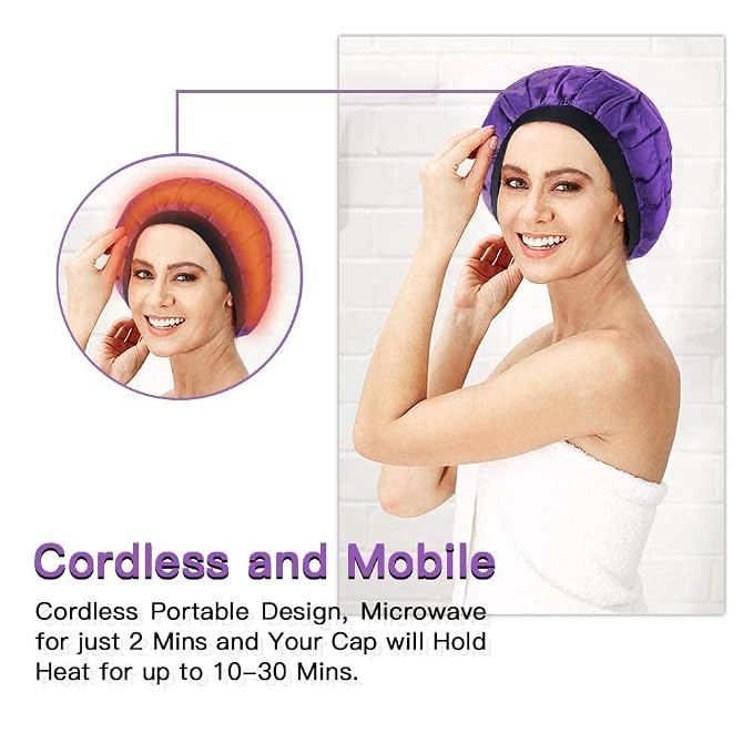 Beautybaby Cordless Deep Conditioning Heat Cap, Microwavable Treatment Steaming - Image 4