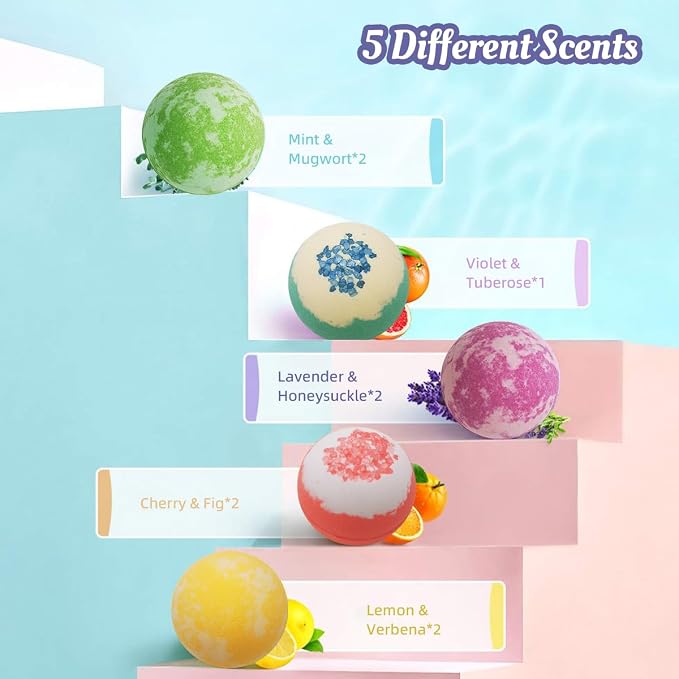 Bath Bombs for Women, 9 Pack Bath Bombs- Mothers Day Gifts for Mom, Shea & Coco - Image 6