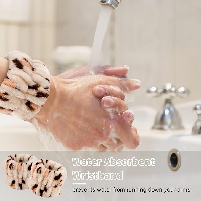 WHAVEL 6PCS Spa Headband and Wristbands Set, Face Wash Headband Wrist Bands - Image 3