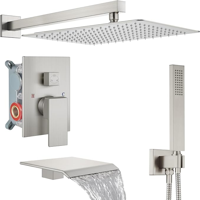 Midanya Shower System with Tub Spout, Bathtub Shower Faucet Set with Square by Midanya